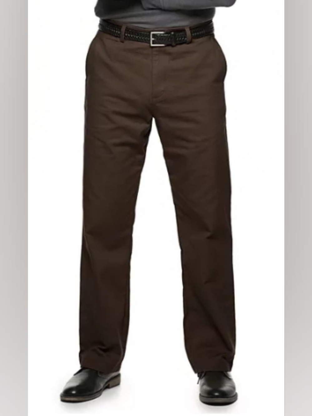 Men's Brown Straight-Leg Flat Front Pants
